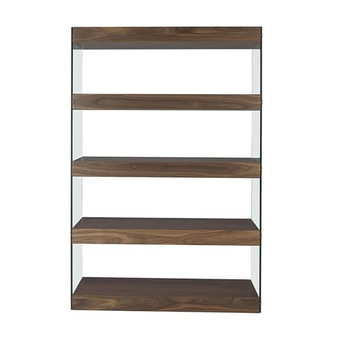 Ángel Cerdá - Bücherregal aus Nussbaumholz und Glas - Modernes Bücherregal - Wohnzimmerregal - Langlebig und funktionell - 122 x 38 x 183 cm von AC ANGEL CERDÁ