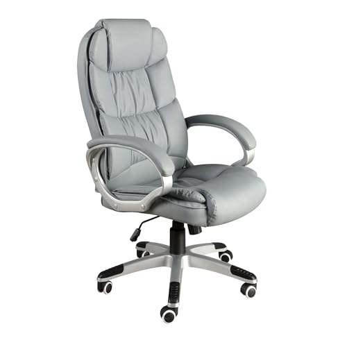 Angel Cerdá - Drehstuhl mit Bezug aus grauem Kunstleder - ergonomisches Design, elegant und funktional - 62 x 70 x 108/116 cm - hohe Rückenlehne, verchromter Sockel mit Rollen und Hebemechanismus von AC ANGEL CERDÁ