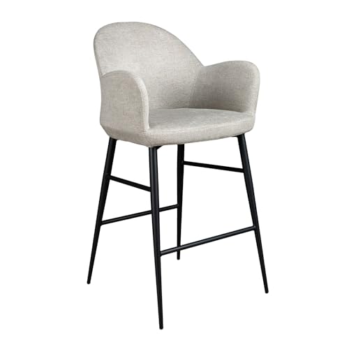 Angel Cerdá – Hoher Hocker mit hellgrauem Stoff – modernes Design, leicht und bequem – 51 x 54 x 100 cm – gepolsterter Sitz, ergonomisch gebogene Rückenlehne und lackierte Metallbeine, mattschwarz Angel Cerdá – Hoher Hocker mit hellgrauem Stoff – modernes Design, leicht und bequem – 51 x 54 x 100 cm – gepolsterter Sitz, ergonomisch gebogene Rückenlehne und lackierte Metallbeine, mattschwarz von AC ANGEL CERDÁ