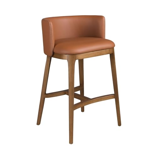 Ángel Cerdá – Gepolsterter Küchenhocker in Braunem Kunstleder – Modernes, Funktionales und Elegantes Design – 47 x 56 x 99 cm – Gepolsterter Sitz und Beine aus Naturwalnuss Furnier von AC ANGEL CERDÁ