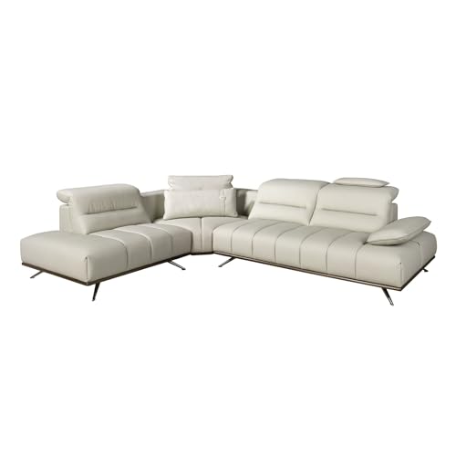 Angel Cerdá - Linkes 5-Sitzer Chaise Longue Sofa - Modernes und Elegantes Design - Gepolstert in Hellgrauem Echtleder - Verchromte Beine und Walnussholzverkleidung - 310 x 235 x 102 cm Angel Cerdá - Linkes 5-Sitzer Chaise Longue Sofa - Modernes und Elegantes Design - Gepolstert in Hellgrauem Echtleder - Verchromte Beine und Walnussholzverkleidung - 310 x 235 x 102 cm von AC ANGEL CERDÁ