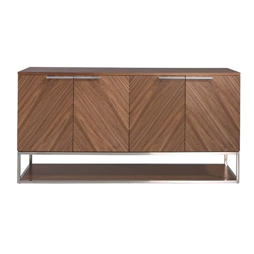 Angel Cerdá - Modernes und raffiniertes Sideboard aus Walnussholz und verchromtem Stahl - Großer Stauraum - 160 x 46 x 80 cm - Für Wohnzimmer, Esszimmer oder Eingangsbereich von AC ANGEL CERDÁ