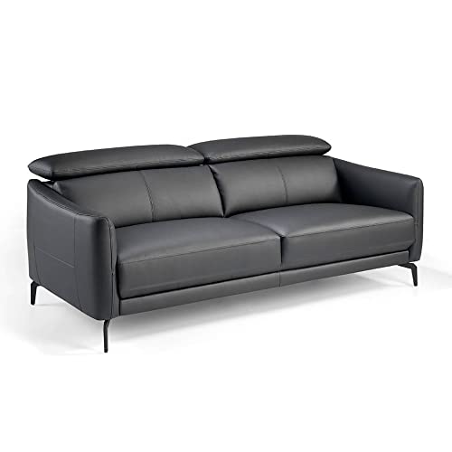 Angel CERDÁ | 3-Sitzer-Sofa, gepolstert mit Rindsleder, Farbe schwarz, Füße aus massivem Stahl, moderner Stil von AC ANGEL CERDµ