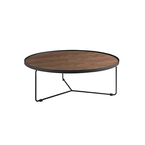 Angel CERDÁ | Couchtisch, rund, Deckel aus Walnussholz und Gestell aus schwarzem Stahl, moderner Stil Angel CERDÁ | Couchtisch, rund, Deckel aus Walnussholz und Gestell aus schwarzem Stahl, moderner Stil von AC ANGEL CERDÁ