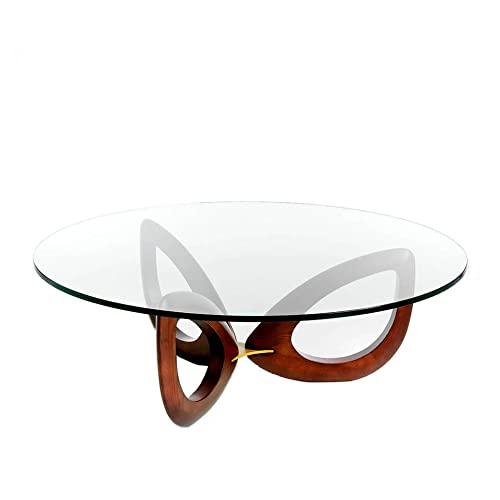 Angel CERDÁ | Couchtisch, rund, mit Glasdeckel, Sockel aus Nussbaumholz, moderner Stil von AC ANGEL CERDµ