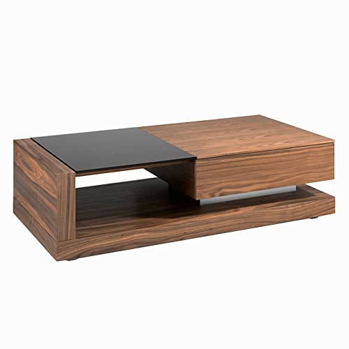 Angel Cerdá Couchtisch aus Nussbaum und schwarzem getöntem Glas, mit Schublade, moderner und raffinierter Couchtisch, originell und vielseitig, robuste Materialien, 130 x 70 x 36 cm Angel Cerdá Couchtisch aus Nussbaum und schwarzem getöntem Glas, mit Schublade, moderner und raffinierter Couchtisch, originell und vielseitig, robuste Materialien, 130 x 70 x 36 cm von AC ANGEL CERDÁ