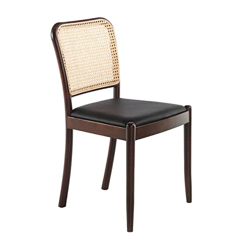 Angel Cerdá - Esszimmerstuhl mit quadratischer Rückenlehne aus Rattan, Bezug aus schwarzem Kunstleder und Holzbeinen, modernes und anspruchsvolles Design, Eleganz und Komfort für Wohn- und Esszimmer, Angel Cerdá - Esszimmerstuhl mit quadratischer Rückenlehne aus Rattan, Bezug aus schwarzem Kunstleder und Holzbeinen, modernes und anspruchsvolles Design, Eleganz und Komfort für Wohn- und Esszimmer, von AC ANGEL CERDÁ