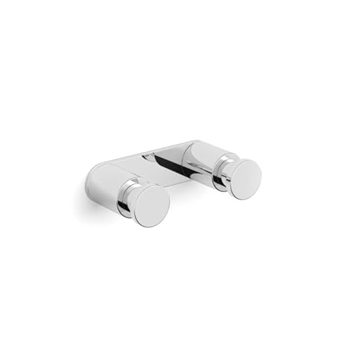 AquaCraft 200 Doppelhaken Chrom I doppelter Handtuchhaken Wandmontage kompakt I platzsparender 2er Haken 3 cm Breit I Gäste-WC Badaccessoire stabil pflegeleicht I 2 Wandhaken Bad von AC AquaCraft