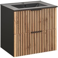 Waschtisch 60cm Gaia mit 2 Schubladen, Eichenoptik und Schwarz Waschtisch 60cm Gaia mit 2 Schubladen, Eichenoptik und Schwarz von AC-DECO