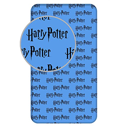 AC-Déco Bettlaken aus Baumwolle Harry Potter – 90 x 200 + 25 cm – Blau von Harry Potter