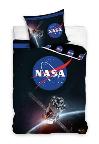 Bettwäsche aus Baumwolle NASA – 140 x 200 cm – Kissenbezug 70 x 90 cm – Blau von AC-Déco