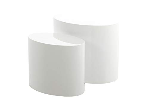 AC Design Furniture Rico Couchtisch in Weiß Hochglanzoptik 2er Set, Platzsparende Ovale Beistelltische für das Wohnzimmer, Moderne Satztische, B: 48 x H: 40 x T: 33 cm und B: 40 x H: 33 x T: 24,5 cm von AC Design Furniture