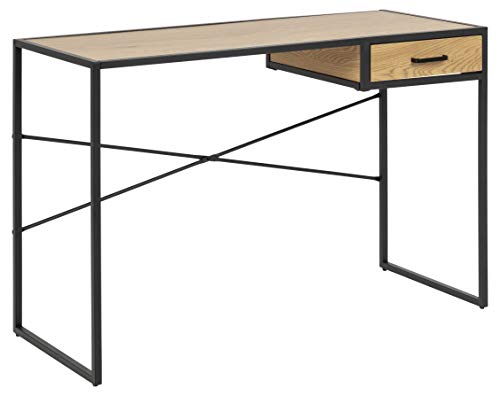 AC Design Furniture Jörn Schreibtisch mit Schublade, B: 110 x H: 75 x T: 45 cm, Wildeiche Optik/Schwarz, Holz/Metall, 1 Stk. von AC Design Furniture