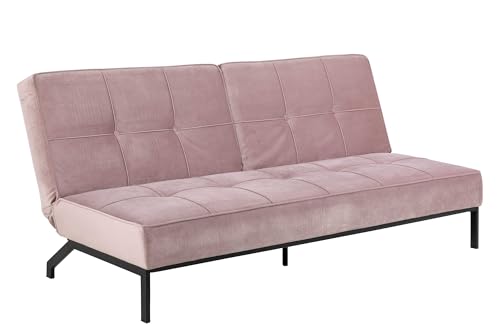 AC Design Furniture Bent Schlafsofa in Rosa, Schlafsofa mit 3 Liegepositionen, Moderner 3-Sitzer, gepolstertes Sofa mit Samtstoff und schwarzen Beinen, B: 198 x H: 87 x T: 95 cm von AC Design Furniture