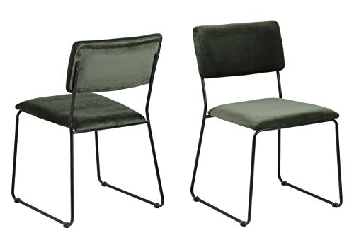 AC Design Furniture Constantin 2er Set Eszimmerstühle in Waldgrün, Polsterstühle aus Samtstoff und Metall Beine, B: 50 x H: 80 x T: 53,5 cm von AC Design Furniture