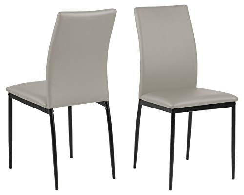 AC Design Furniture Devin Esszimmerstühle 4er Set mit Leder Look, H: 92 x B: 43,5 x T: 53 cm, Taupe/Schwarz, PU/Metall von AC Design Furniture