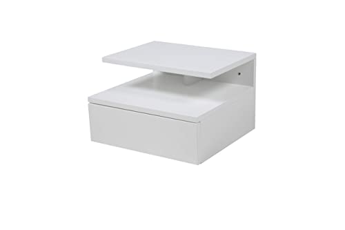 AC Design Furniture Fia Nachttisch mit 1 Schublade in Weiß, 1 Stück, Wandschrank im Minimalistischen Stil mit Hochglanz-Finish, Kleiner Nachtschrank zur Wandmontage, B: 35 x H: 22,5 x T: 32 cm von AC Design Furniture