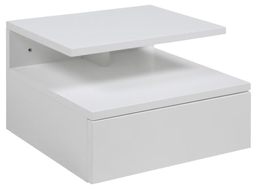 AC Design Furniture Fia Nachttisch mit 1 Schublade in Weiß, 1 Stück, Wandschrank im Minimalistischen Stil mit Hochglanz-Finish, Kleiner Nachtschrank zur Wandmontage, B: 35 x H: 22,5 x T: 32 cm von AC Design Furniture