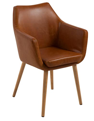 AC Design Furniture Trine Esszimmerstuhl, B: 58 x T: 58 x H: 84 cm, Braun/Eiche, Kunstleder/Eiche, 1 Stk von AC Design Furniture