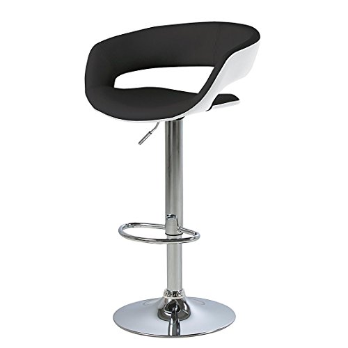 AC Design Furniture Jack Barhocker mit Trompetenfuß 2er Set, B: 54,5 x T: 48,5 x H: 104 cm, Schwarz/Weiß/Chrom, Kunstleder/Metall, 2 Stk von AC Design Furniture