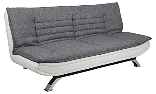 AC Design Furniture Jasper Bettcouch Hellgrau/Weiß, Schlafsofa mit 3 Liegepositionen, Moderner 3-Sitzer Ohne Armlehne, Gepolstert mit Verchromten Beinen, L: 196 x H: 91 x T: 98 cm von AC Design Furniture