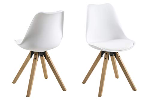 AC Design Furniture 63528 Stuhl Nadia 2-er Set Beine Eichegebeizt, ölbehandelt, weiß, B: 48,5 x T:55 x H: 85 cm von AC Design Furniture