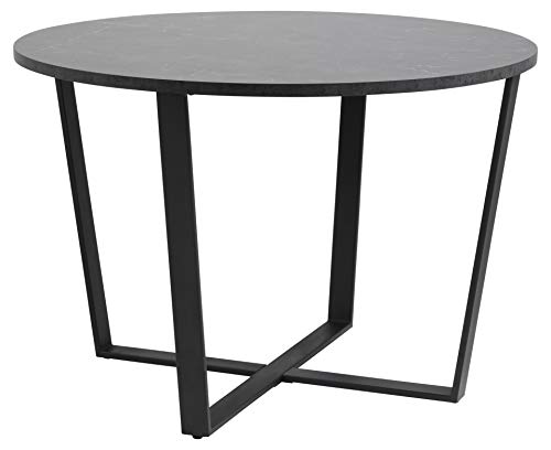 AC Design Furniture Albert runder Esstisch schwarz, Esszimmertisch rund, einfach zu montieren, Tisch mit schwarzer Marmor Optik und Metallgestell, Ø: 110 x H: 75 cm, 1 Stk. von AC Design Furniture