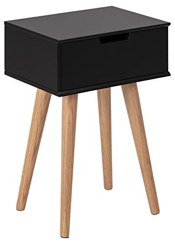 AC Design Furniture Mariela Nachttisch, H: 61,5 x B: 40 x T: 30 cm, Schwarz/Eiche, Metall, 1 Stk. von AC Design Furniture