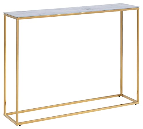 AC Design Furniture Antje Konsolentisch, L: 110 B: 26 H: 80,5 cm, Glas/Metall, Weiß/Gold, 1 Einheit von AC Design Furniture
