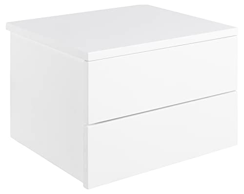 AC Design Furniture Asta Nachttisch mit 2 Schubladen in Weiß, 1 Stk., B: 37 x H: 24,6 x T: 32 cm, Kleiner Nachtschrank zur Wandmontage, Griffloses Wandregal zum Schlafzimmer, Moderne Nachtkommode Weiß von AC Design Furniture