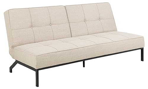 AC Design Furniture Bent Schlafsofa, Beige, mit 3 Liegepositionen, Moderner 3-Sitzer ohne Armlehne, Gepolstertes Sofa mit Zweifarbigem Effektbezug, Schwarzen Beinen, B: 198 x H: 87 x T: 95 cm von AC Design Furniture