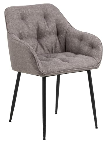 AC Design Furniture Bentley 2er-Set Esszimmerstühle mit Armlehnen, Hellgrau-Braune Stühle, Polsterstuhl mit Metallbeinen, Sessel im Skandinavischen Stil, B: 58 x T: 55 x H: 83 cm von AC Design Furniture