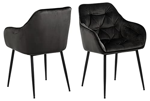 AC Design Furniture Bentley Carver Esszimmerstühle 2er Set, H: 83 x B: 58 x T: 55 cm, Grau/Braun/Schwarz, Samt/Metall, 2 Stk. AC Design Furniture Bentley Carver Esszimmerstühle 2er Set, H: 83 x B: 58 x T: 55 cm, Grau/Braun/Schwarz, Samt/Metall, 2 Stk. von AC Design Furniture