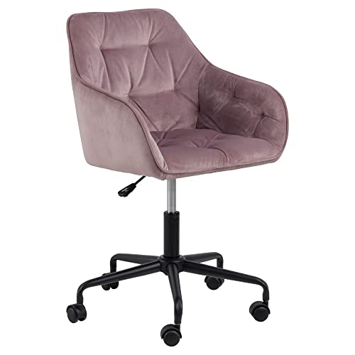 AC Design Furniture Bentley Schreibtischstuhl, H: 88,5 x B: 59 x T: 58,5 cm, Dusty Rose/Schwarz, Samt/Metall, 1 Stk. von AC Design Furniture