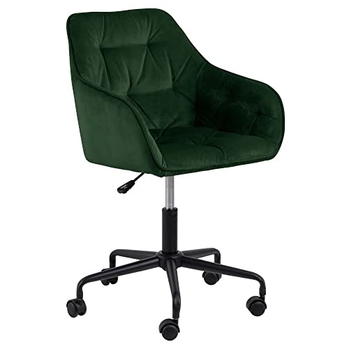 AC Design Furniture Bentley Schreibtischstuhl, H: 88,5 x B: 59 x T: 58,5 cm, Grün/Schwarz, Samt/Metall, 1 Stk. von AC Design Furniture