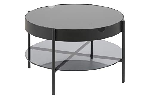AC Design Furniture Timon Couchtisch mit Stauraum Rund, Kleiner Wohnzimmer Tisch aus Glas und Metall, B: 75 x H: 45 x T: 75 cm von AC Design Furniture