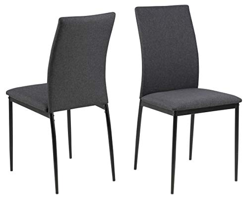 AC Design Furniture Devin Esszimmerstühle 4er Set, H: 92 x B: 43,5 x T: 53 cm, Grau/Schwarz, Stoff/Metall von AC Design Furniture