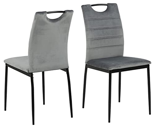 AC Design Furniture Drew Esszimmerstühle 4er Set, H: 91,5 x B: 43,5 x T: 53,5 cm, Dunkelgrau/Schwarz, Samt/Metall, 4 Stk. von AC Design Furniture