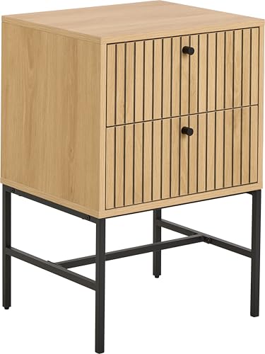 AC Design Furniture Ebbe rechteckig Nachttisch, Tischplatte, Korpus und 2 Schubladen Eiche rau Melamin, Gestell matt schwarz rau pulverbeschichtet Stahl mit lamellenfront, 45.6x40x70 cm AC Design Furniture Ebbe rechteckig Nachttisch, Tischplatte, Korpus und 2 Schubladen Eiche rau Melamin, Gestell matt schwarz rau pulverbeschichtet Stahl mit lamellenfront, 45.6x40x70 cm von AC Design Furniture