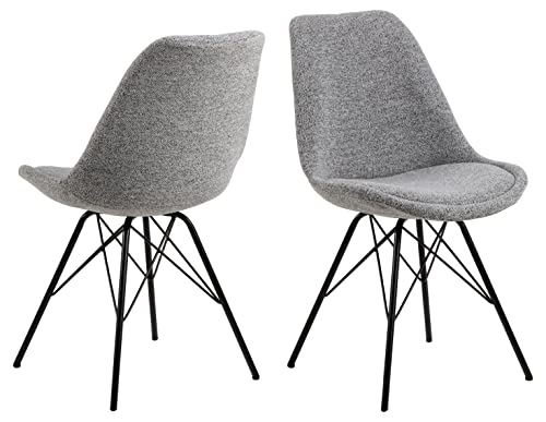 AC Design Furniture Emanuel 2er-Set Esszimmerstühle in Grau, Gepolsterter Sitz und Schwarze Metallbeine, Küchenstühle Modern, Polsterstühle, Esszimmermöbel, B: 48.5 x T: 54 x H: 85.5 cm von AC Design Furniture