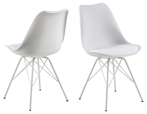 AC Design Furniture Emanuel Esszimmerstühle 2er Set, B: 48,5 x H: 85,5 x T: 54 cm, Weiß/Weiß, PU/Metall, 2 Stk von AC Design Furniture