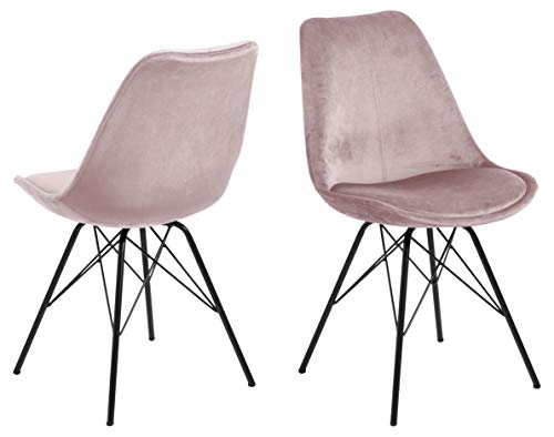 AC Design Furniture Emanuel Esszimmerstühle 2er Set, B: 48,5 x H: 85,5 x T: 54 cm, Altrosa/Schwarz, Samt/Metall, 2 Stk von AC Design Furniture