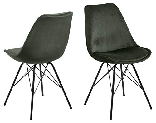 AC Design Furniture Emanuel Esszimmerstühle 2er Set, B: 48,5 x H: 85,5 x T: 54 cm, Waldgrün/Schwarz, Samt/Metall, 2 Stk von AC Design Furniture