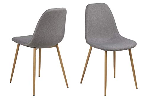 AC Design Furniture Linea Esszimmerstühle 4er Set, B: 44,5 x T:56 x H: 84 cm, Hellgrau/Eiche Optik, Stoff/Metall, 4 Stk von AC Design Furniture