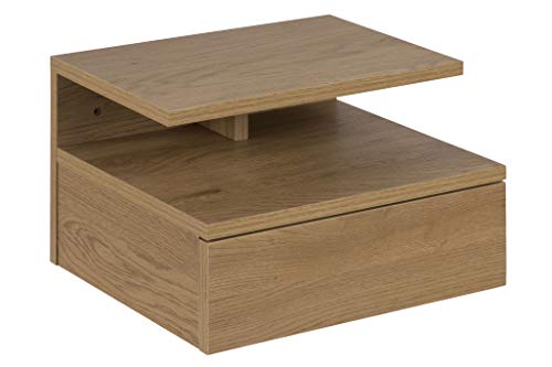 AC Design Furniture Fia Nachttisch mit 1 Schublade in Wildeichenoptik, 1 Stück, Wandschrank im Minimalistischen Stil, Kleiner Nachttisch für die Wandmontage, B: 35 x H: 22,5 x T: 32 cm von AC Design Furniture