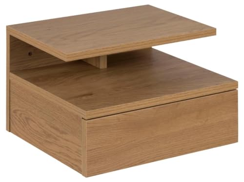 AC Design Furniture Fia Nachttisch mit 1 Schublade in Wildeichenoptik, 1 Stück, Wandschrank im Minimalistischen Stil, Kleiner Nachttisch für die Wandmontage, B: 35 x H: 22,5 x T: 32 cm von AC Design Furniture