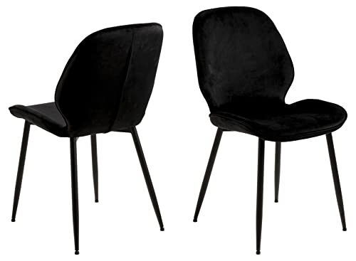 AC Design Furniture Filippa Esszimmerstühle 2er Set, H: 85 x B: 47,5 x T: 57,5 cm, Schwarz, Samt/Metall, 2 Stk. von AC Design Furniture