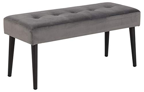 AC Design Furniture Gloria Bank, Sitzbank mit Grauer Samtbezug und Schwarzen Metallbeine, Polsterbank im Moderner Stil, Esszimmermöbel, Flürmöbel, L: 95 x H: 45 x W: 38 cm von AC Design Furniture