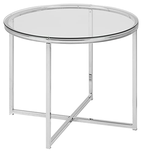 AC Design Furniture Gurli Rund Beistelltisch, B: 55 x T: 55 x H: 45 cm, Klar, Glas/Chrom, 1 Stk. von AC Design Furniture