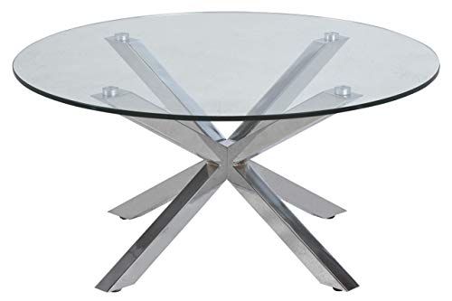 AC Design Furniture Heather runder Couchtisch aus Glas, Beistelltisch, Glastisch mit Metallgestell, Ø: 82 x H: 40 cm, 1 Stk von AC Design Furniture